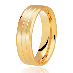 9ct Yellow Gold Two line Brushed Finish 4mm Wedding Ring - E Bixby Jewellers