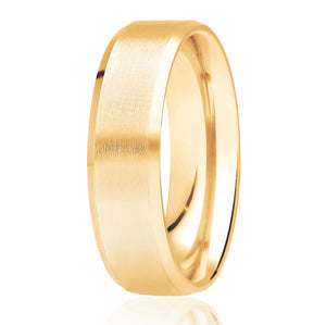 9ct Yellow Gold Brushed With Plain Edges Flat 4mm Wedding Ring - E Bixby Jewellers