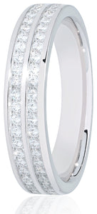 9ct White Gold Princess Cut Double Row Wedding Ring 1/2 Carat - E Bixby Jewellers