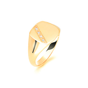 9ct Yellow Gold Classic Diamond Set Gentleman's Signet Ring - E Bixby Jewellers