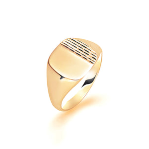 9ct Yellow Gold Classic Bark Design Gentleman's Signet Ring - E Bixby Jewellers