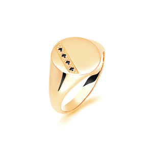 9ct Yellow Gold Gentleman's Signet Ring Set With Four Sapphires Claw Setting - E Bixby Jewellers