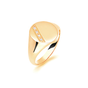 9ct Yellow Gold Classic Diamond Set Gentleman's Signet Ring - E Bixby Jewellers