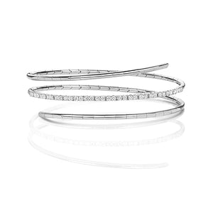 18ct White Gold Diamond Twist Bangle - E Bixby Jewellers