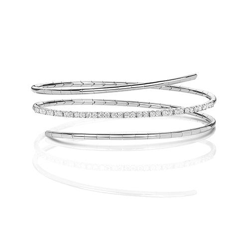 18ct White Gold Diamond Twist Bangle - E Bixby Jewellers