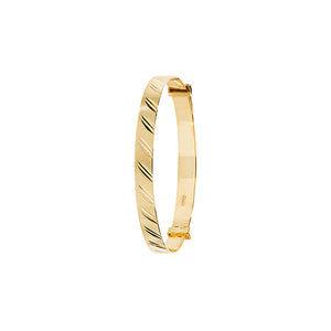 9ct Yellow Gold Babies Diamond Cut Expandable 4mm Bangle - E Bixby Jewellers