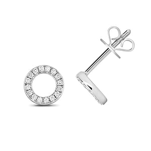 9ct White Gold Diamond Circle Stud Earrings - E Bixby Jewellers