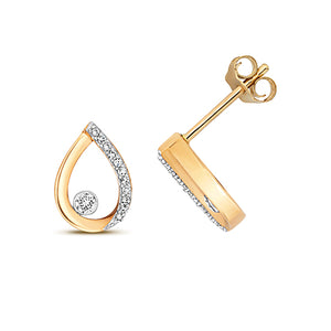 9ct Yellow Gold Diamond Pear Stud Earrings - E Bixby Jewellers