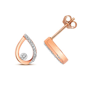 9ct Rose Gold Diamond Pear Shape Stud Earrings - E Bixby Jewellers