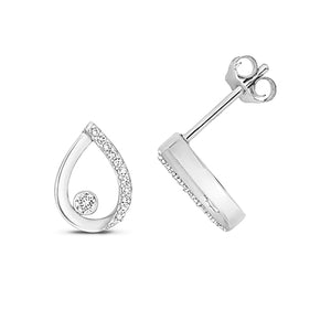 9ct White Gold Diamond Pear Shape Stud Earrings - E Bixby Jewellers