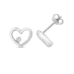 9ct White Gold Diamond Heart Shape Stud Earrings - E Bixby Jewellers