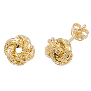 9ct Yellow Gold Double Knot Stud Earrings - E Bixby Jewellers