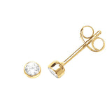 9ct Yellow Gold Round CZ Stud Earrings - E Bixby Jewellers