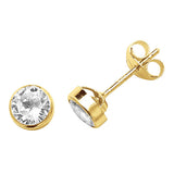 9ct Yellow Gold Round CZ Stud Earrings - E Bixby Jewellers