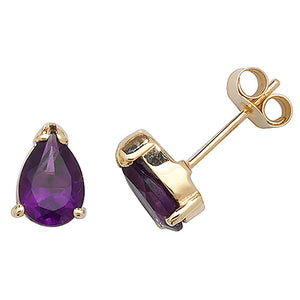 9ct Yellow Gold Amethyst Stud Earrings - E Bixby Jewellers