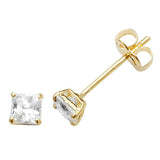 9ct Yellow Gold Square CZ Stud Earrings - E Bixby Jewellers