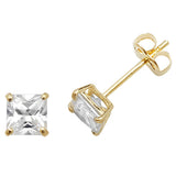 9ct Yellow Gold Square CZ Stud Earrings - E Bixby Jewellers