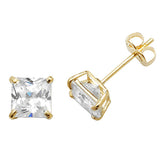 9ct Yellow Gold Square CZ Stud Earrings - E Bixby Jewellers