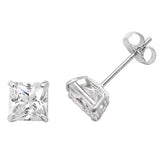 9ct White Gold Square CZ Stud Earrings - E Bixby Jewellers