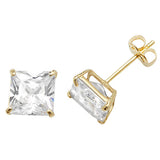 9ct Yellow Gold Square CZ Stud Earrings - E Bixby Jewellers