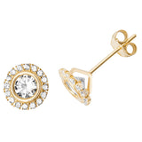 9ct Yellow Gold Round CZ Stud Earrings - E Bixby Jewellers