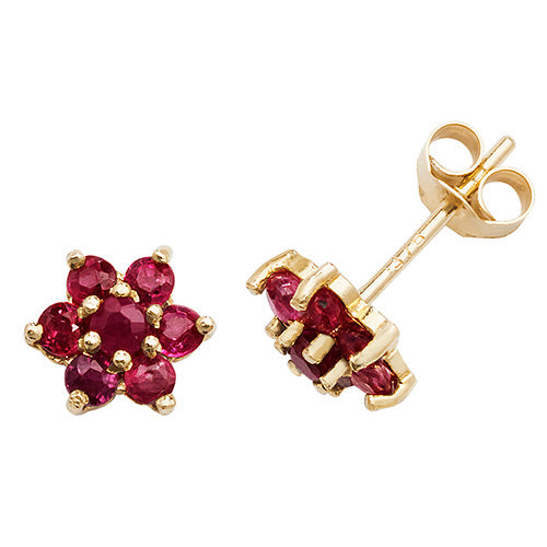 9ct Yellow Gold Ruby Stud Earrings - E Bixby Jewellers