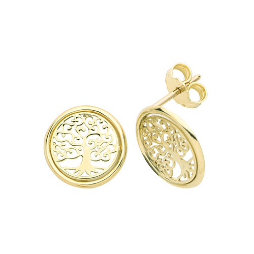 9ct Yellow Gold Tree of life Stud Earrings - E Bixby Jewellers