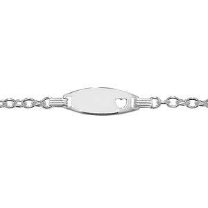 Silver Babies Cable Cut out Heart ID Bracelet - E Bixby Jewellers