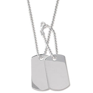 Mens Silver Double Dog Tag  & Bead Chain - E Bixby Jewellers