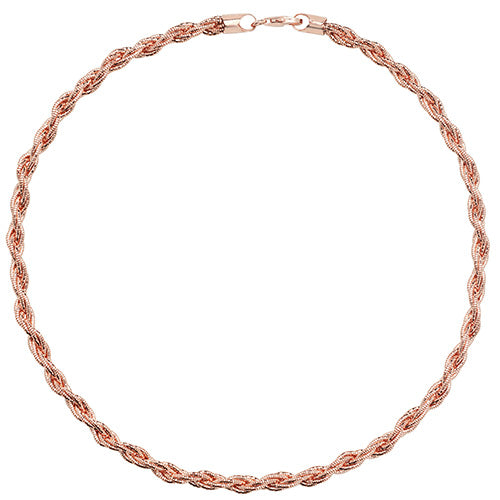 Silver Rose Gold Plated Twist Fancy Necklet - E Bixby Jewellers