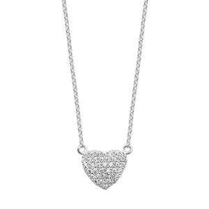 Silver Ladies CZ Heart Pendant with Chain - E Bixby Jewellers