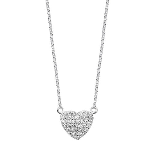 Silver Ladies CZ Heart Pendant with Chain - E Bixby Jewellers