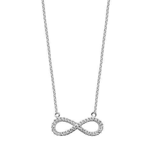 Silver Ladies CZ Infinity Pendant with Chain - E Bixby Jewellers