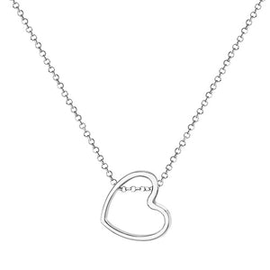 Silver  Ladies Rhodium  Plated Heart Pendant On Chain - E Bixby Jewellers