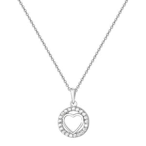 Silver Ladies Rhodium Plated CZ Pendant with Chain - E Bixby Jewellers