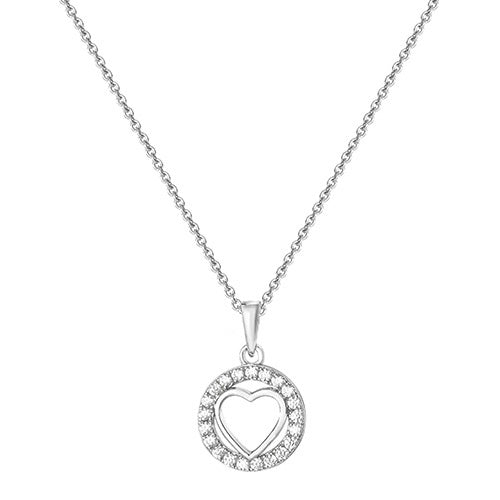 Silver Ladies Rhodium Plated CZ Pendant with Chain - E Bixby Jewellers