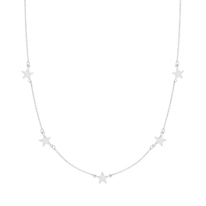 Silver Ladies Rhodium Plated Star Necklet - E Bixby Jewellers