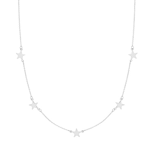 Silver Ladies Rhodium Plated Star Necklet - E Bixby Jewellers