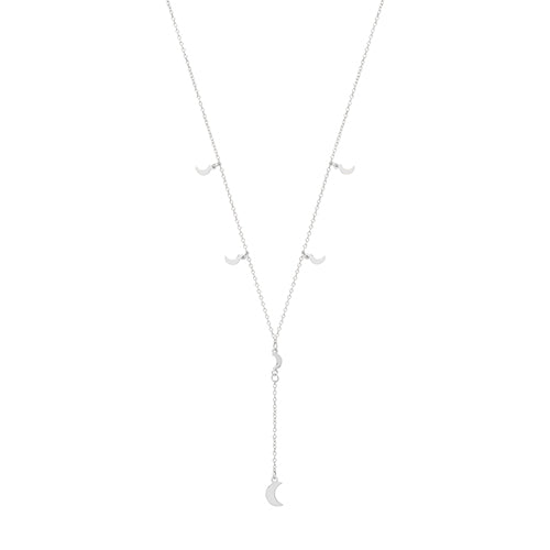 Silver Ladies Rhodium Plated Moon Charms Necklet - E Bixby Jewellers