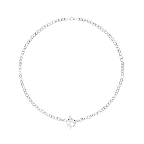 Silver T-Bar Round Link Necklet - E Bixby Jewellers