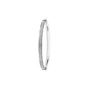 Silver Babies Oval Moondust  Hinged   Bangle - E Bixby Jewellers