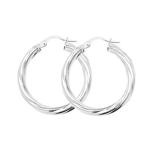 Silver  Twisted Hoop Earrings - E Bixby Jewellers