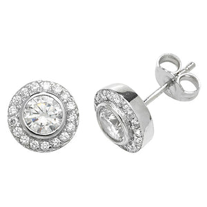 Silver Round CZ Stud Earrings - E Bixby Jewellers