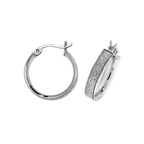 Silver  Moondust Hoop Earrings Sizes 10mm - 40mm - E Bixby Jewellers