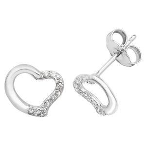 Silver  Heart CZ Stud Earrings - E Bixby Jewellers