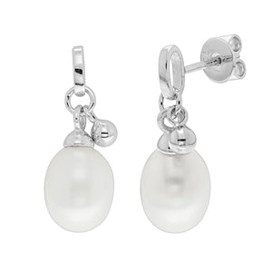 Silver Cz & Freshwater Pearl Stud Earrings - E Bixby Jewellers