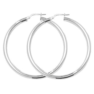 Silver 40mm Plain Polished Hoop Earrings - E Bixby Jewellers