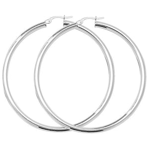 Silver 50mm Plain Polished  Hoop Earrings - E Bixby Jewellers