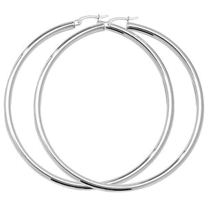 Silver 60mm Plain Polished Hoop Earrings - E Bixby Jewellers