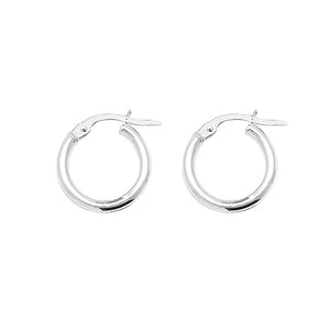 Silver 10mm Plain Polished Hoop Earrings - E Bixby Jewellers